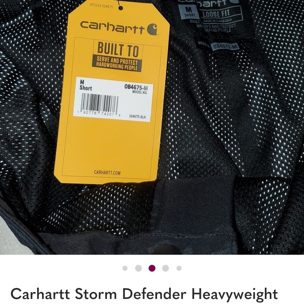 Carhartt Storm Defender Heavyweight Loose Fit Waterproof Pants-Black - Picture 4 of 7